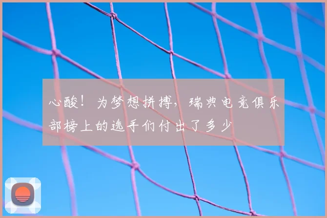 心酸!为梦想拼搏,瑞典电竞俱乐部榜上的选手们付出了多少